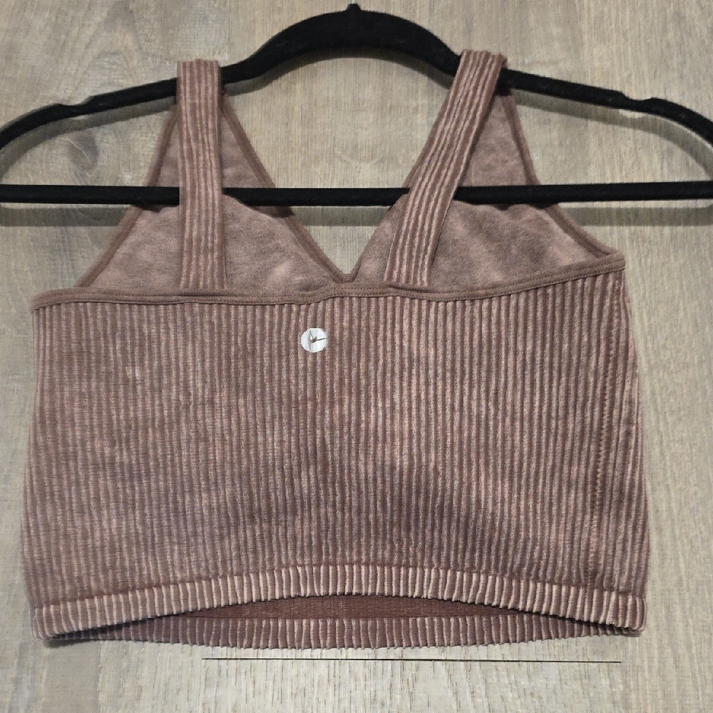 90 Degree By Reflex Brown Ribbed Seamless Crop Bra Tank NEW - Picture 11 of 16